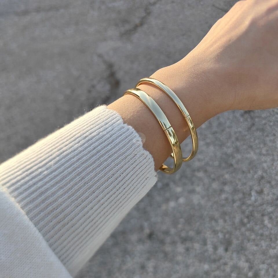 14K ALTIN KAPLAMA KELEPÇELİ BİLEZİKLER