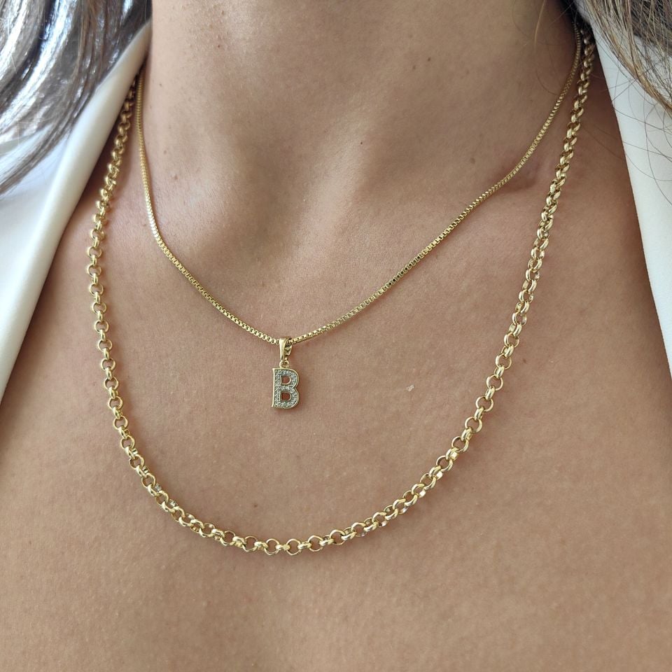 14 AYAR ALTIN RENGİ KOMBİN KOLYE