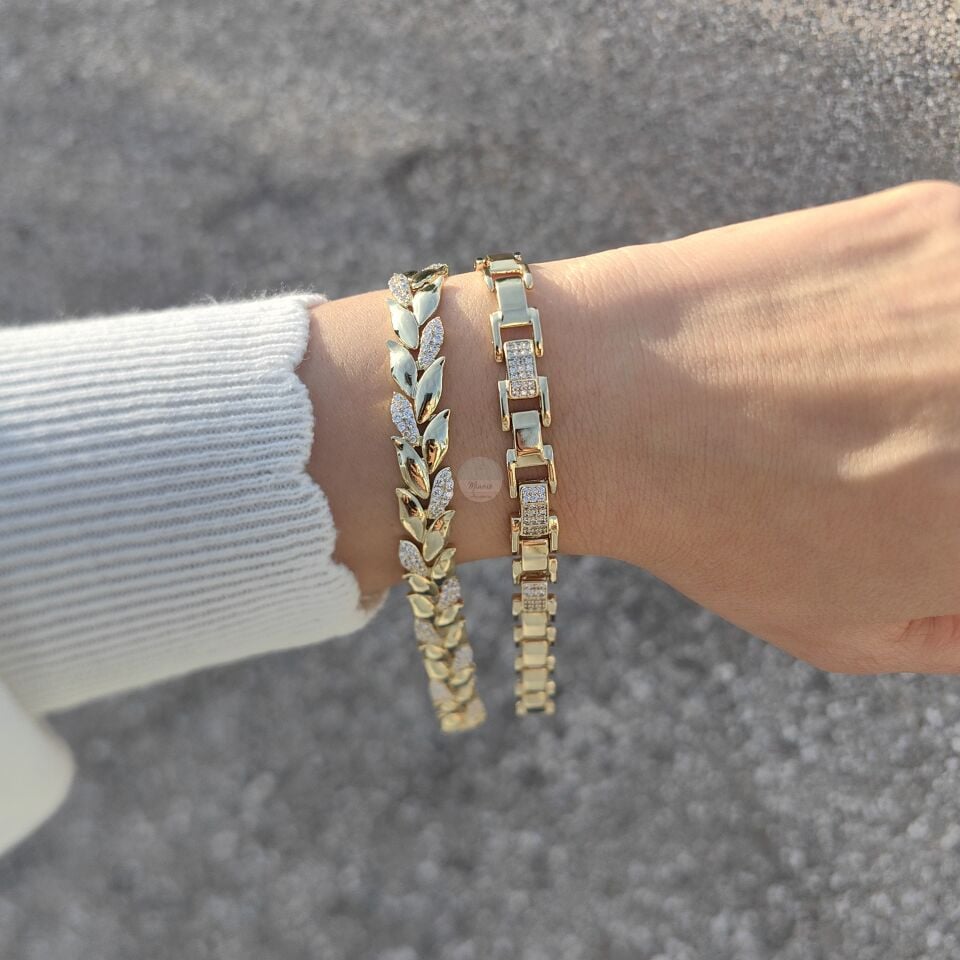 14K ALTIN KAPLAMA KOMBİN BİLEKLİKLER