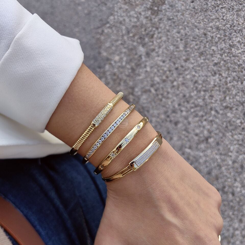 14K ALTIN KAPLAMA KELEPÇELİ BİLEZİKLER