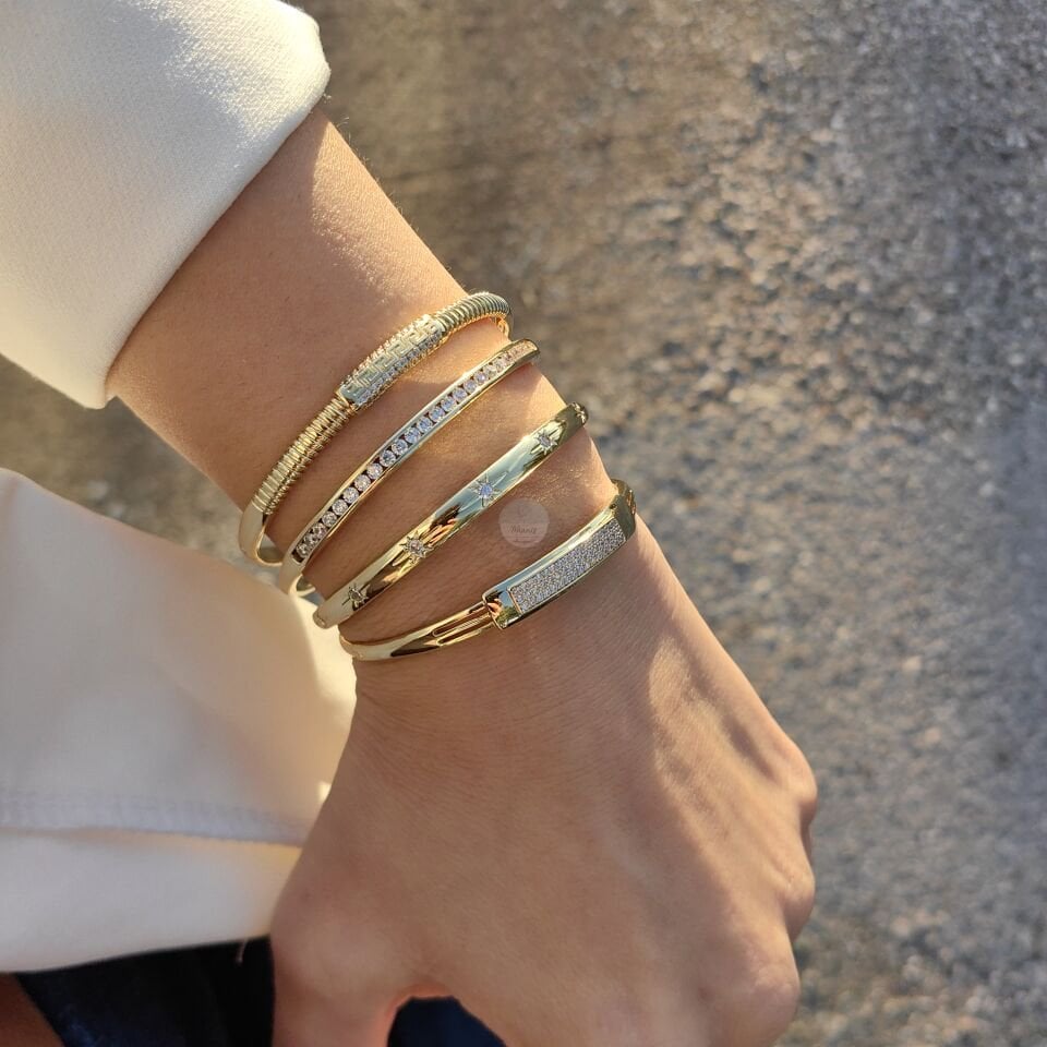 14K ALTIN KAPLAMA KELEPÇELİ BİLEZİKLER