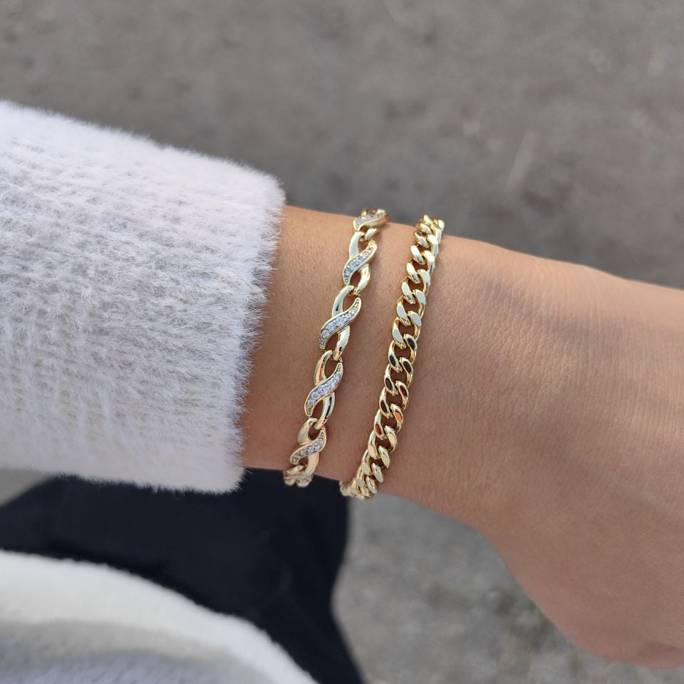 14K ALTIN KAPLAMA KOMBİN BİLEKLİKLER