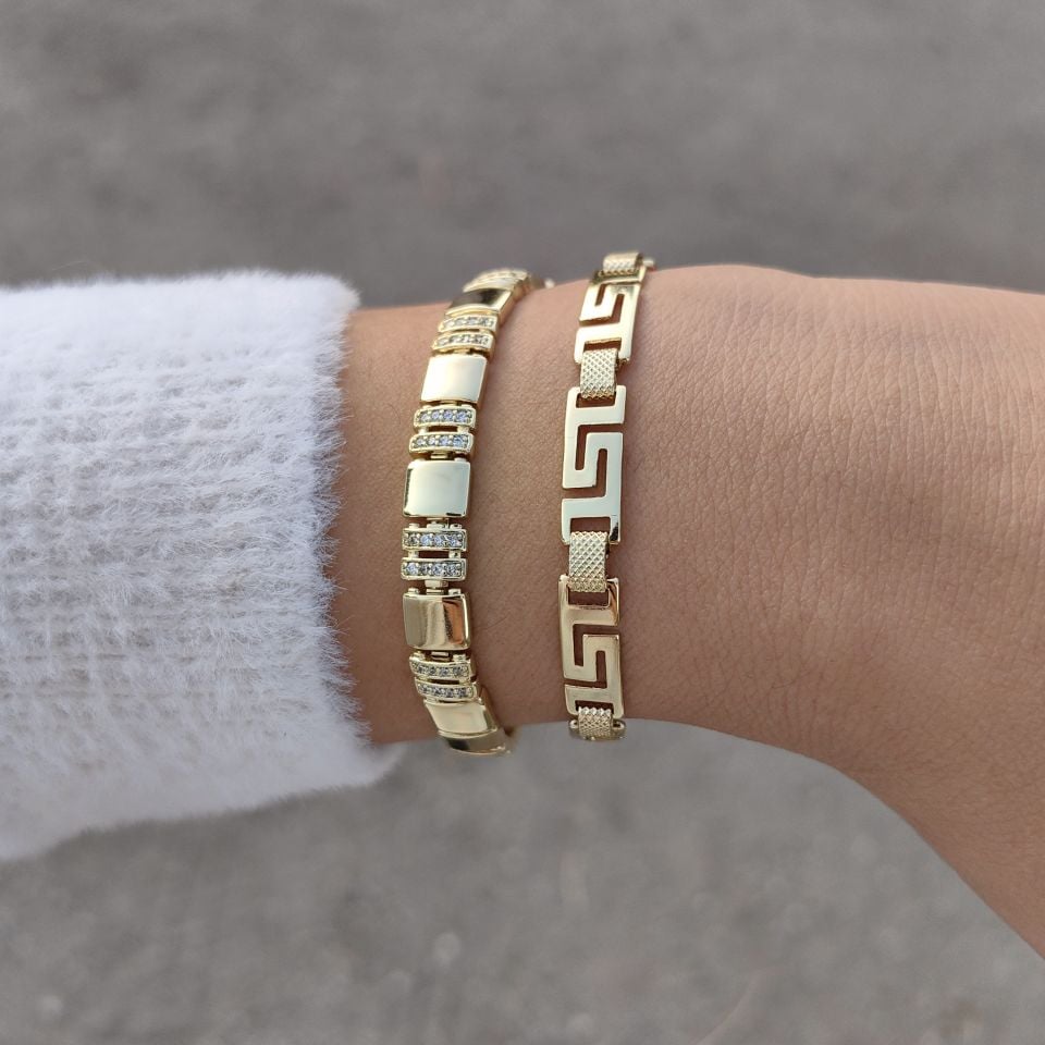 14K ALTIN KAPLAMA 2Lİ KOMBİN BİLEKLİKLER