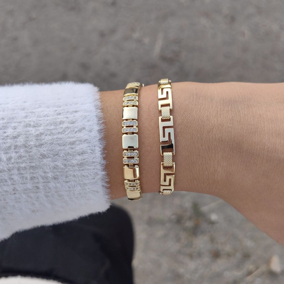 14K ALTIN KAPLAMA 2Lİ KOMBİN BİLEKLİKLER