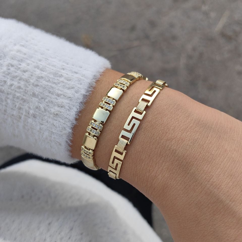 14K ALTIN KAPLAMA 2Lİ KOMBİN BİLEKLİKLER