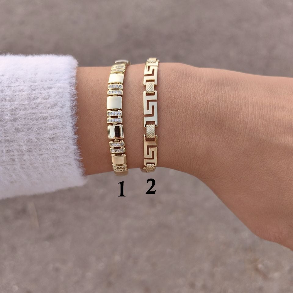 14K ALTIN KAPLAMA 2Lİ KOMBİN BİLEKLİKLER