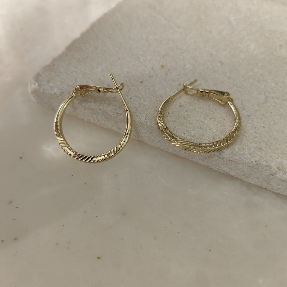 14K ALTIN KAPLAMA LAZER KESİMLİ KÜPE