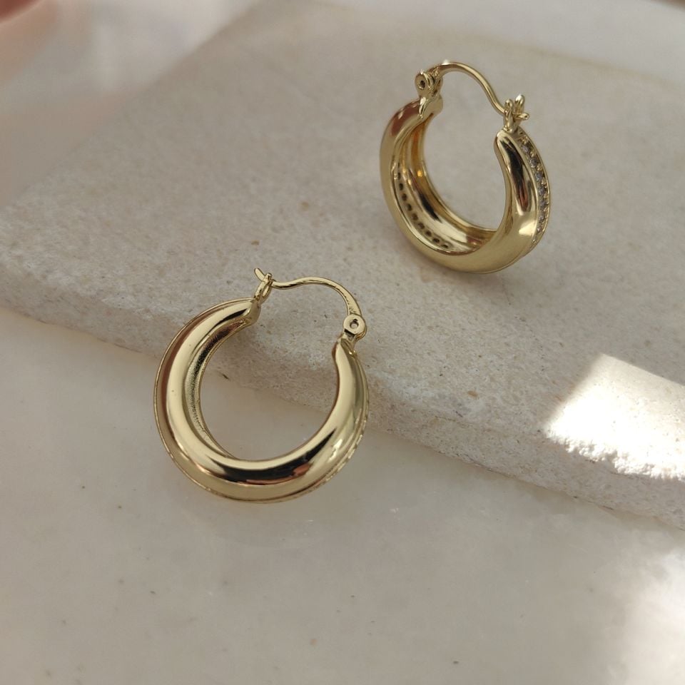 14K ALTIN KAPLAMA VİNTAGE TAŞLI KÜPE