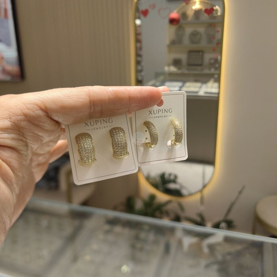 14K ALTIN KAPLAMA TAŞLI KÜPELER