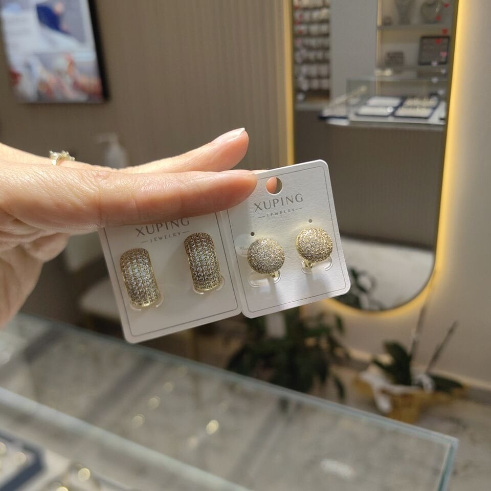 14K ALTIN KAPLAMA TAŞLI KÜPELER