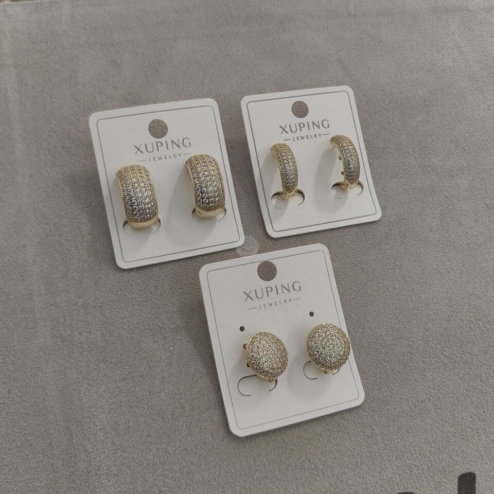 14K ALTIN KAPLAMA TAŞLI KÜPELER