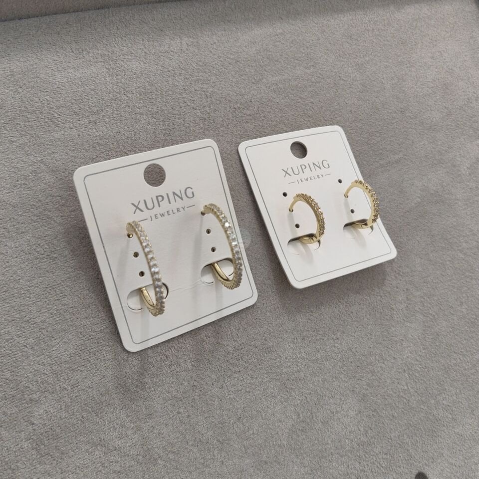 14K ALTIN KAPLAMA TAŞLI HALKA KÜPELER