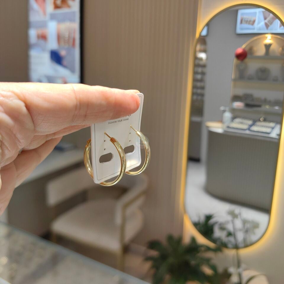 14K ALTIN KAPLAMA HALKA KÜPE