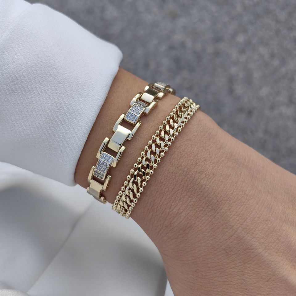 14K ALTIN KAPLAMA KOMBİN BİLEKLİKLER