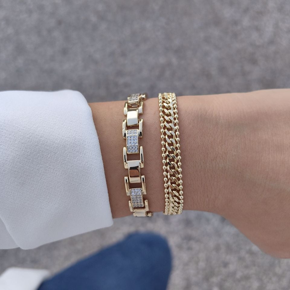 14K ALTIN KAPLAMA KOMBİN BİLEKLİKLER