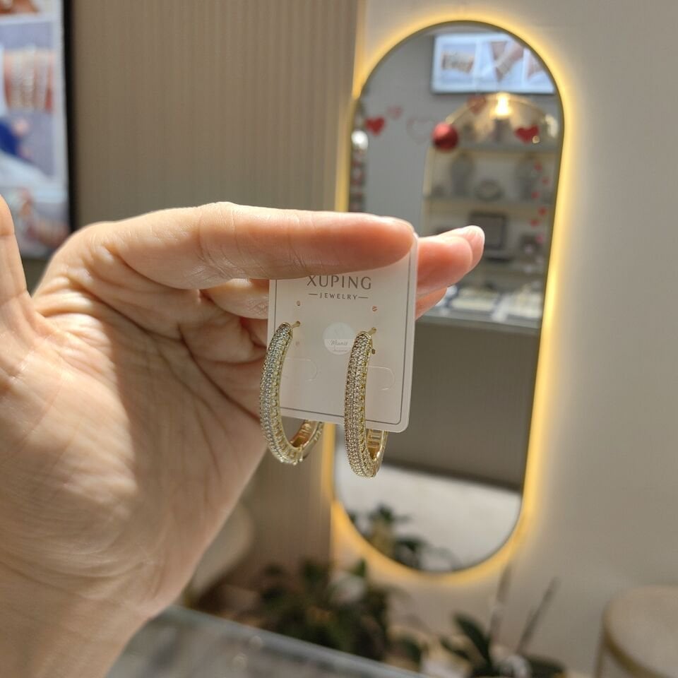 14K ALTIN KAPLAMA OVAL KÜPE