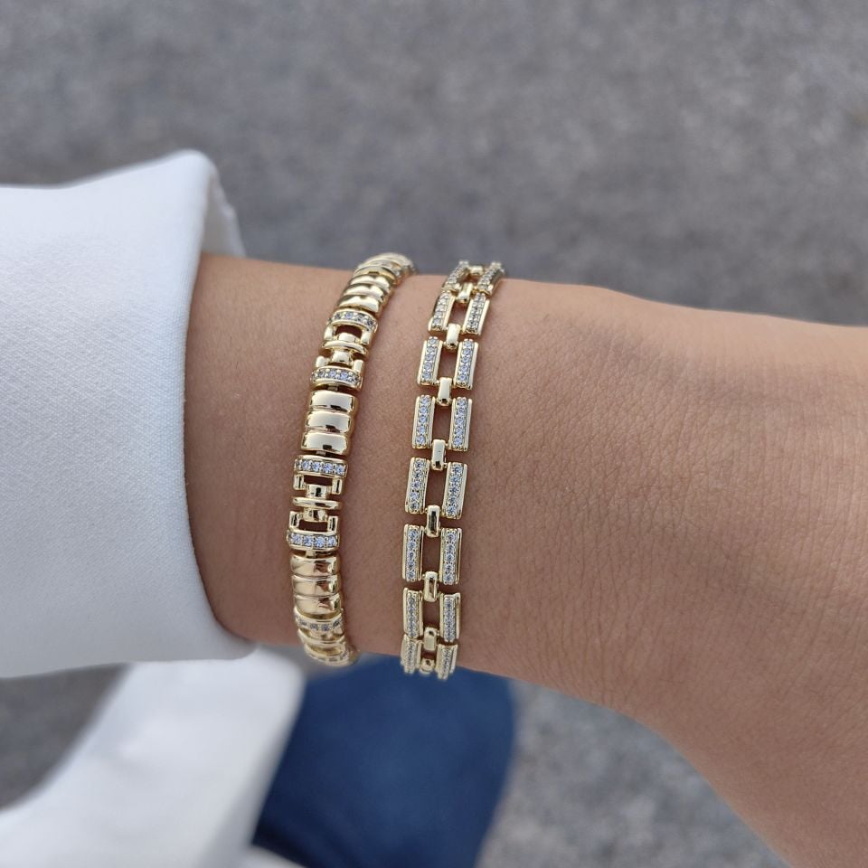 14K ALTIN KAPLAMA KOMBİN BİLEKLİKLER