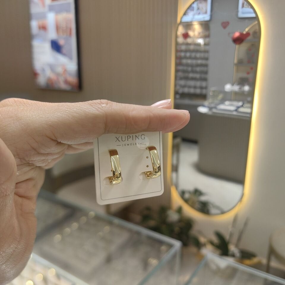 14K ALTIN KAPLAMA RECTAGLE KÜPE