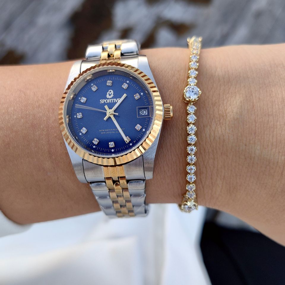 SPORTİVE SİLVER GOLD ÇELİK SAAT