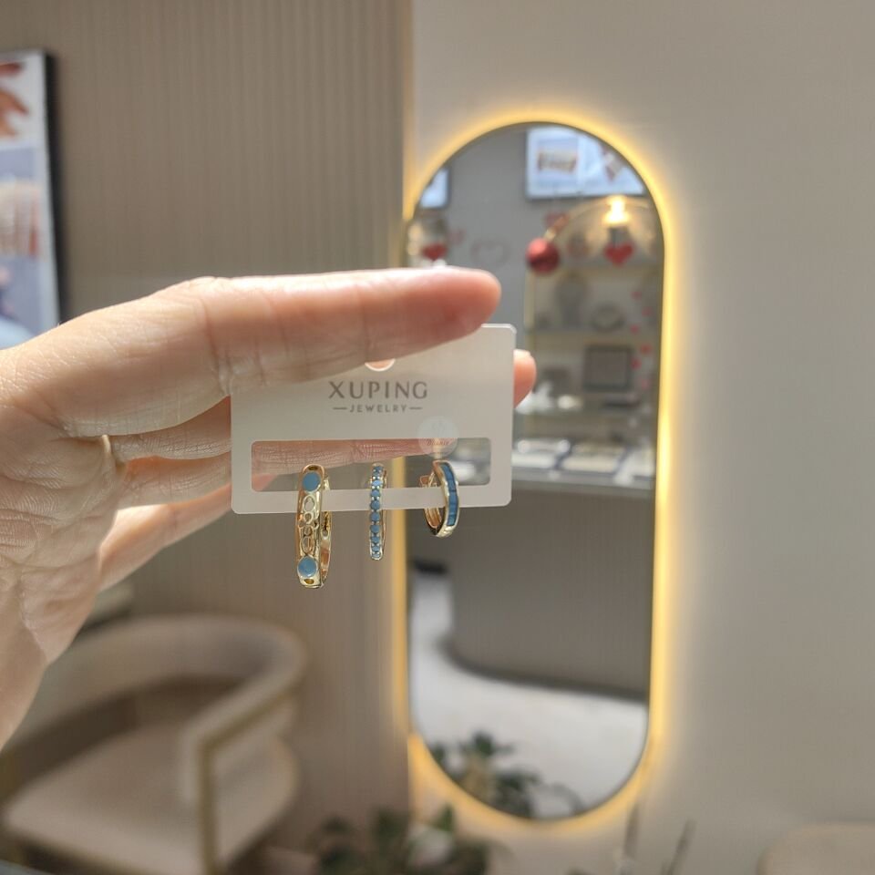 14K ALTIN KAPLAMA MAVİ TAŞLI KÜPE