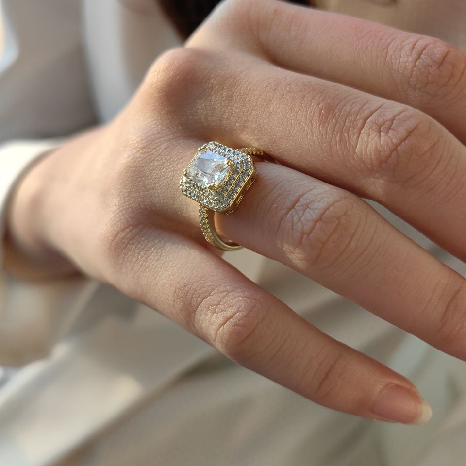 14 AYAR ALTIN RENGİ KUYUMCU MODEL BAGET YÜZÜK