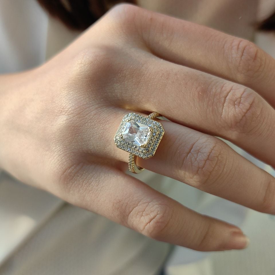 14 AYAR ALTIN RENGİ KUYUMCU MODEL BAGET YÜZÜK