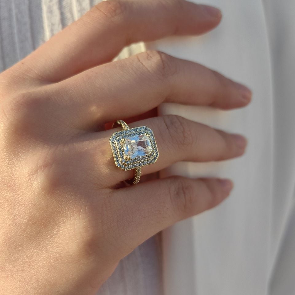 14 AYAR ALTIN RENGİ KUYUMCU MODEL BAGET YÜZÜK