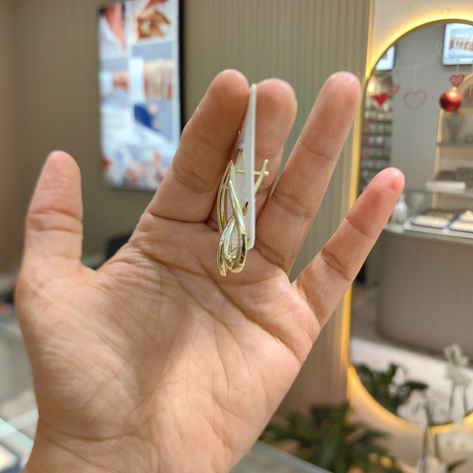 14K ALTIN KAPLAMA TASARIM KÜPE