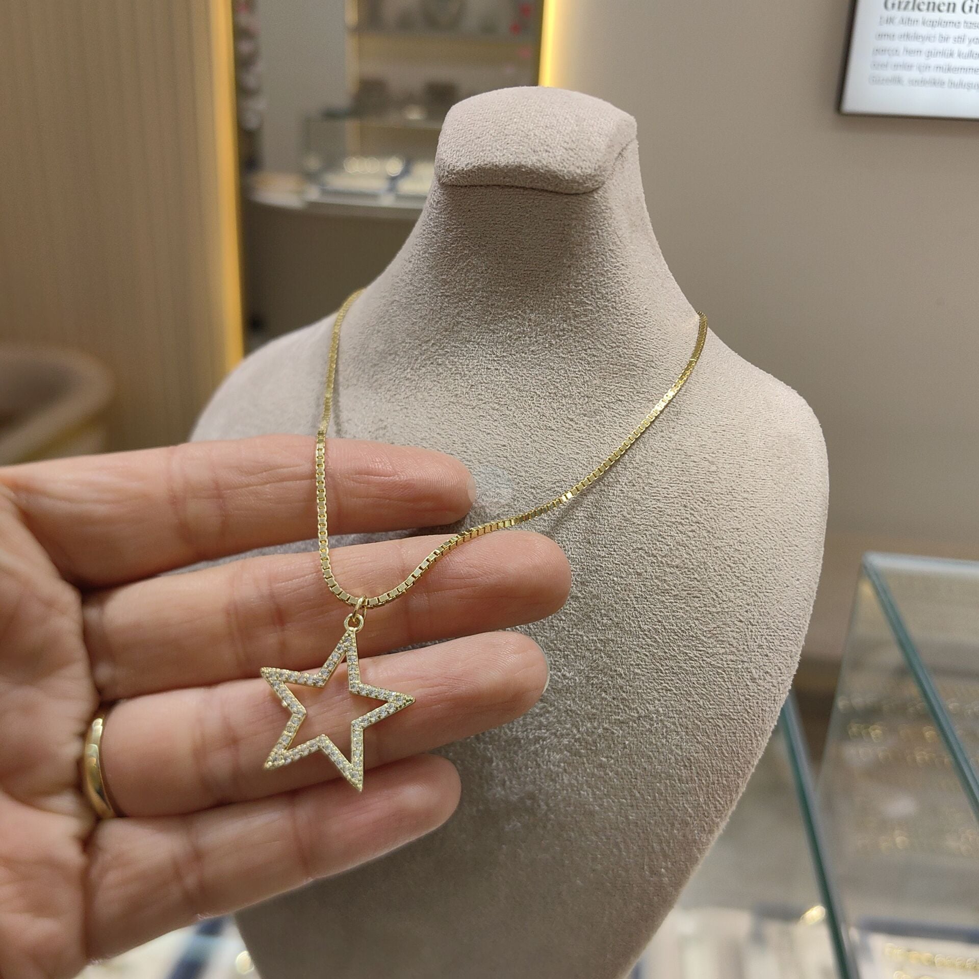 14K ALTIN KAPLAMA YILDIZ KOLYE