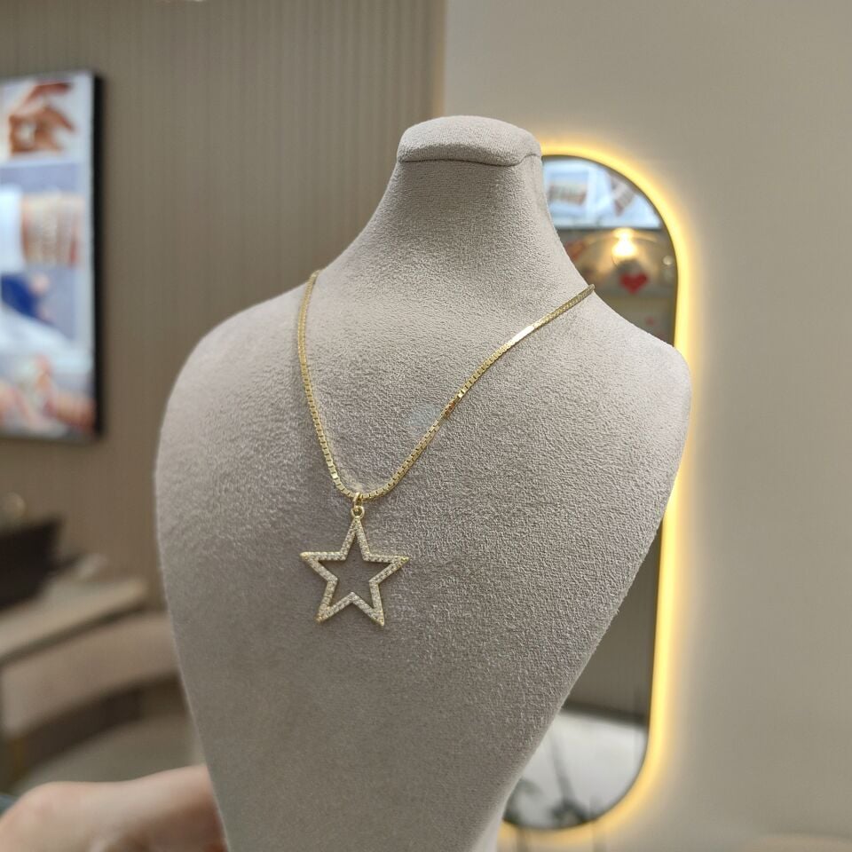14K ALTIN KAPLAMA YILDIZ KOLYE
