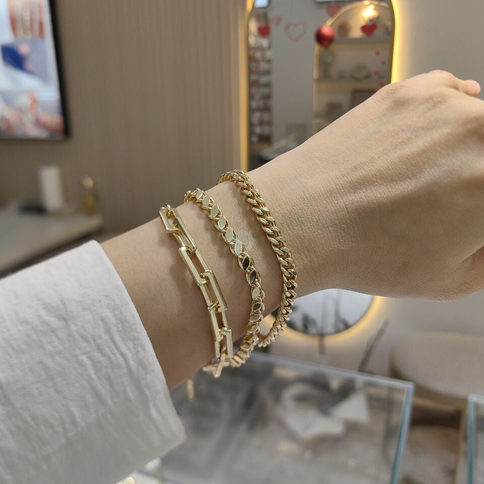 14K ALTIN KAPLAMA TAŞSIZ BİLEKLİKLER