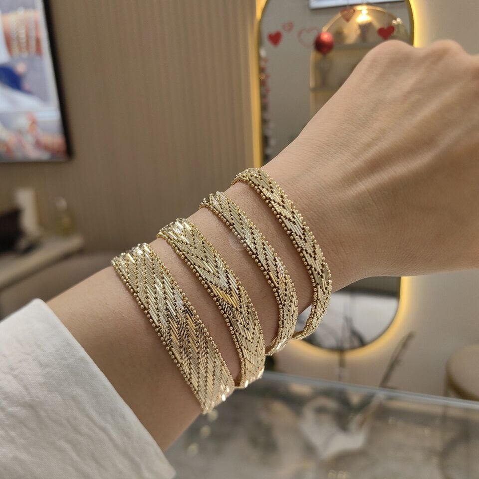 14K ALTIN KAPLAMA HASIR BİLEKLİKLER