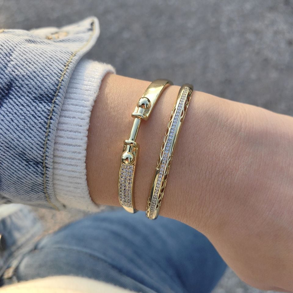 14K AYAR ALTIN KAPLAMA KELEPÇE BİLEZİKLER