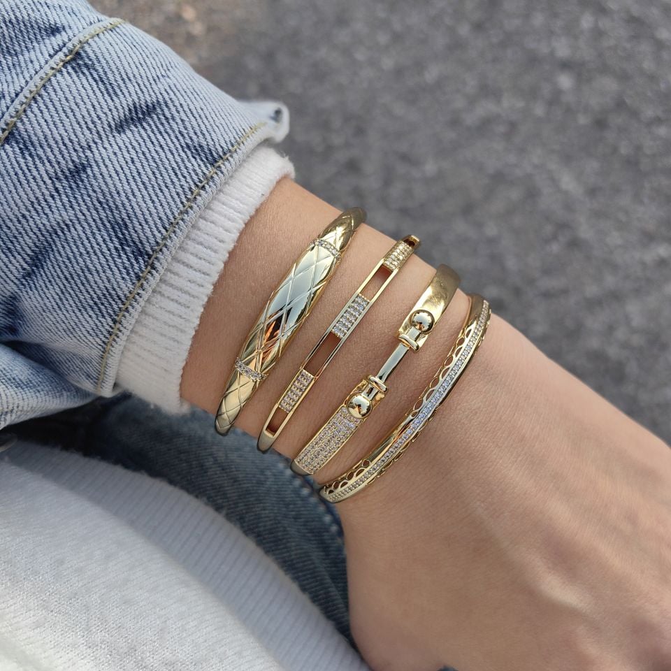 14K AYAR ALTIN KAPLAMA KELEPÇE BİLEZİKLER