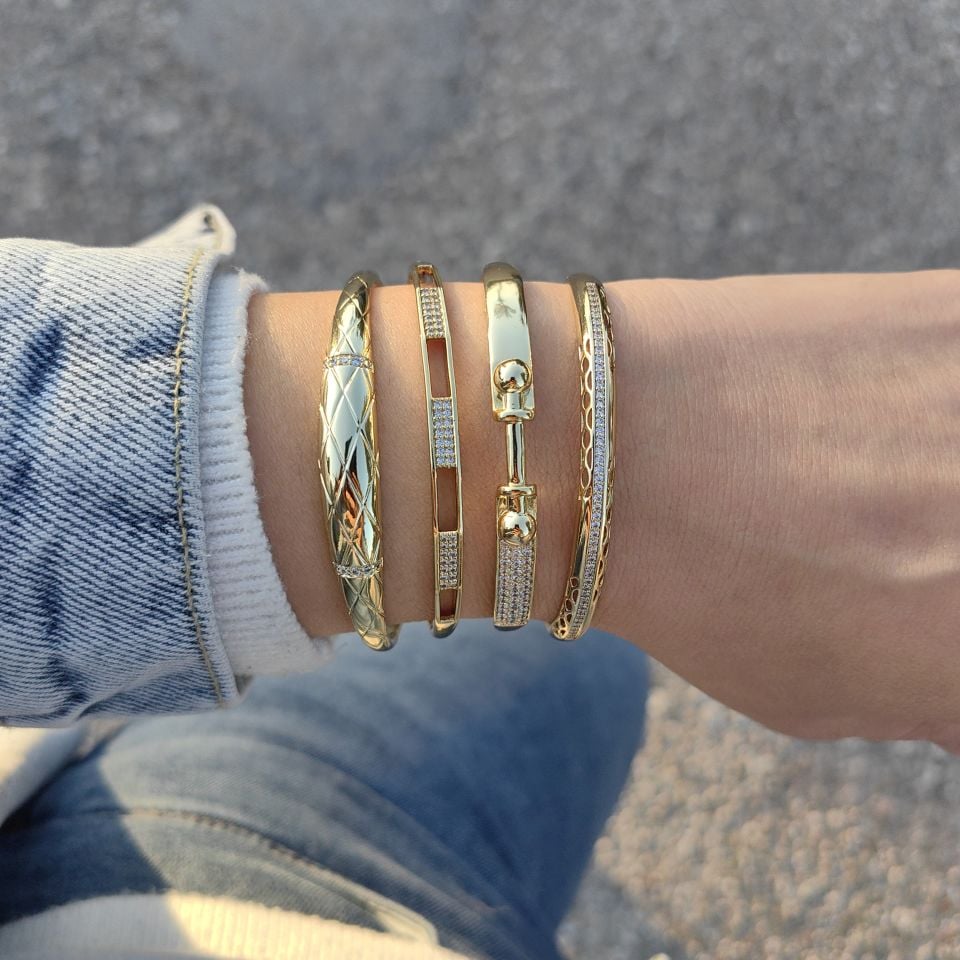 14K AYAR ALTIN KAPLAMA KELEPÇE BİLEZİKLER