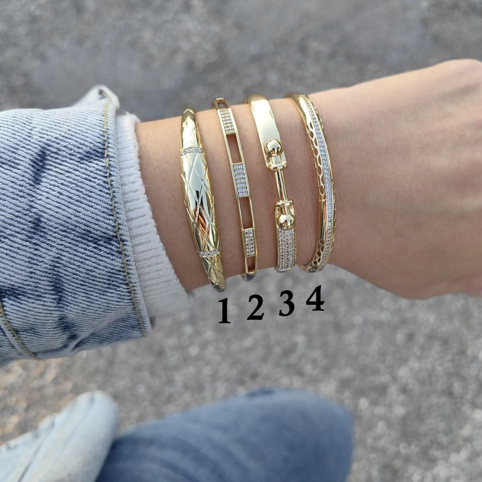 14K AYAR ALTIN KAPLAMA KELEPÇE BİLEZİKLER