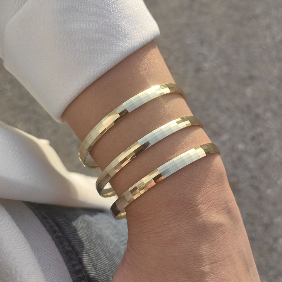 14K ALTIN KAPLAMA MOZAİK DESEN BİLEZİK