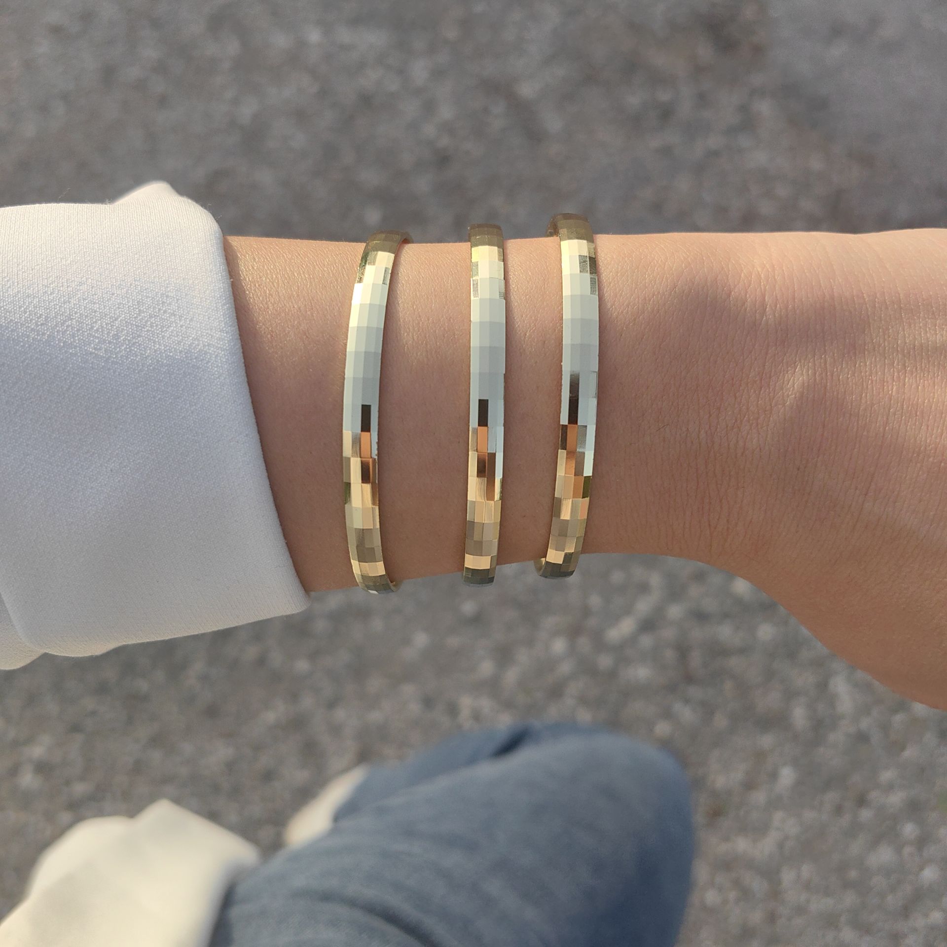 14K ALTIN KAPLAMA MOZAİK DESEN BİLEZİK