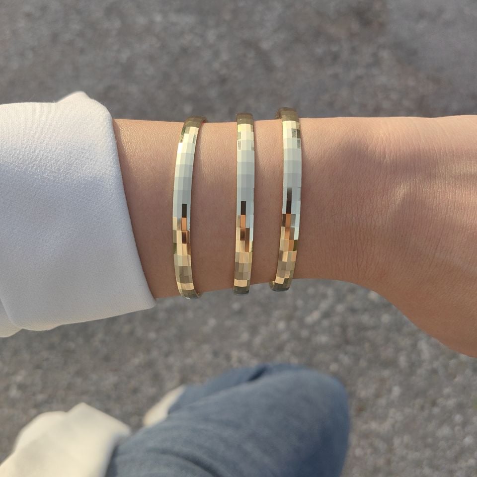 14K ALTIN KAPLAMA MOZAİK DESEN BİLEZİK