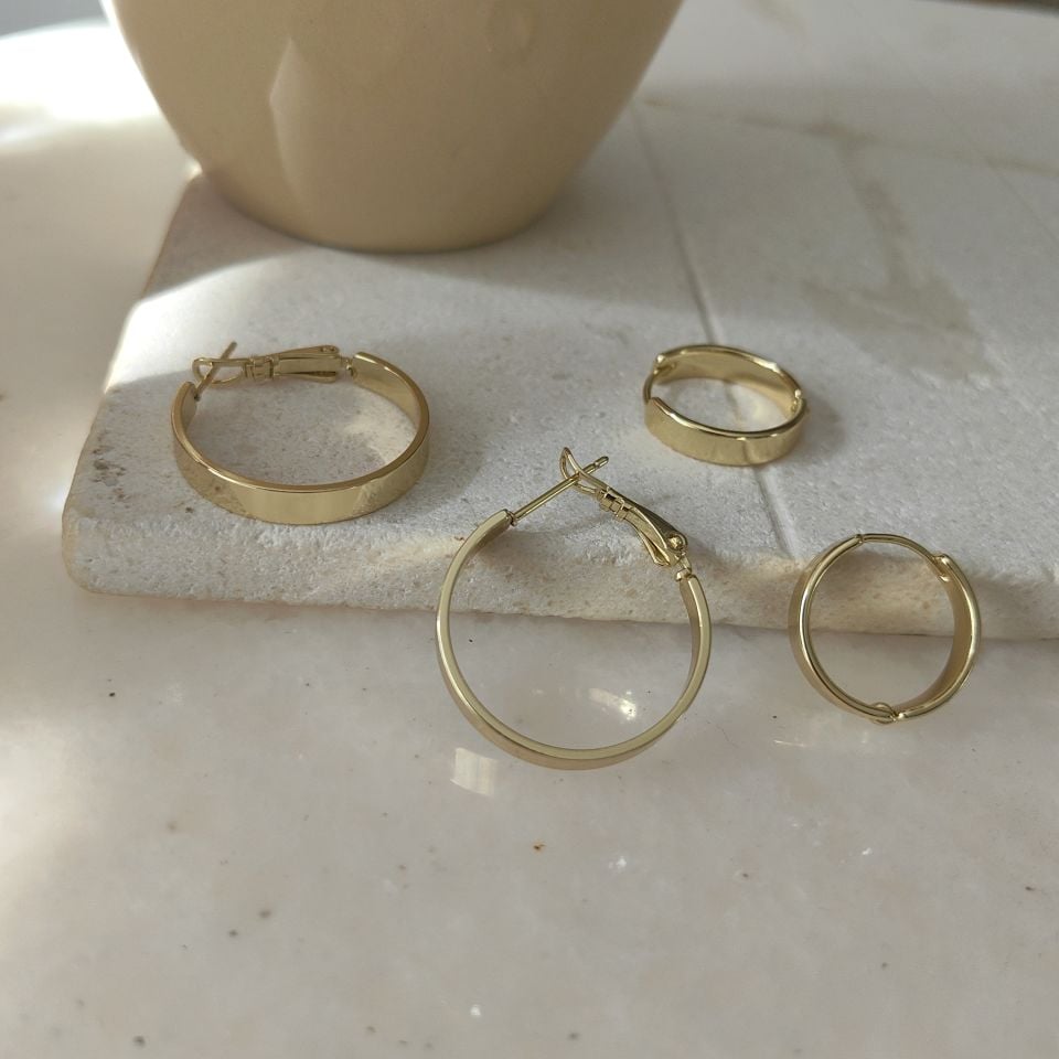 14K ALTIN KAPLAMA RAY HALKA KÜPELER