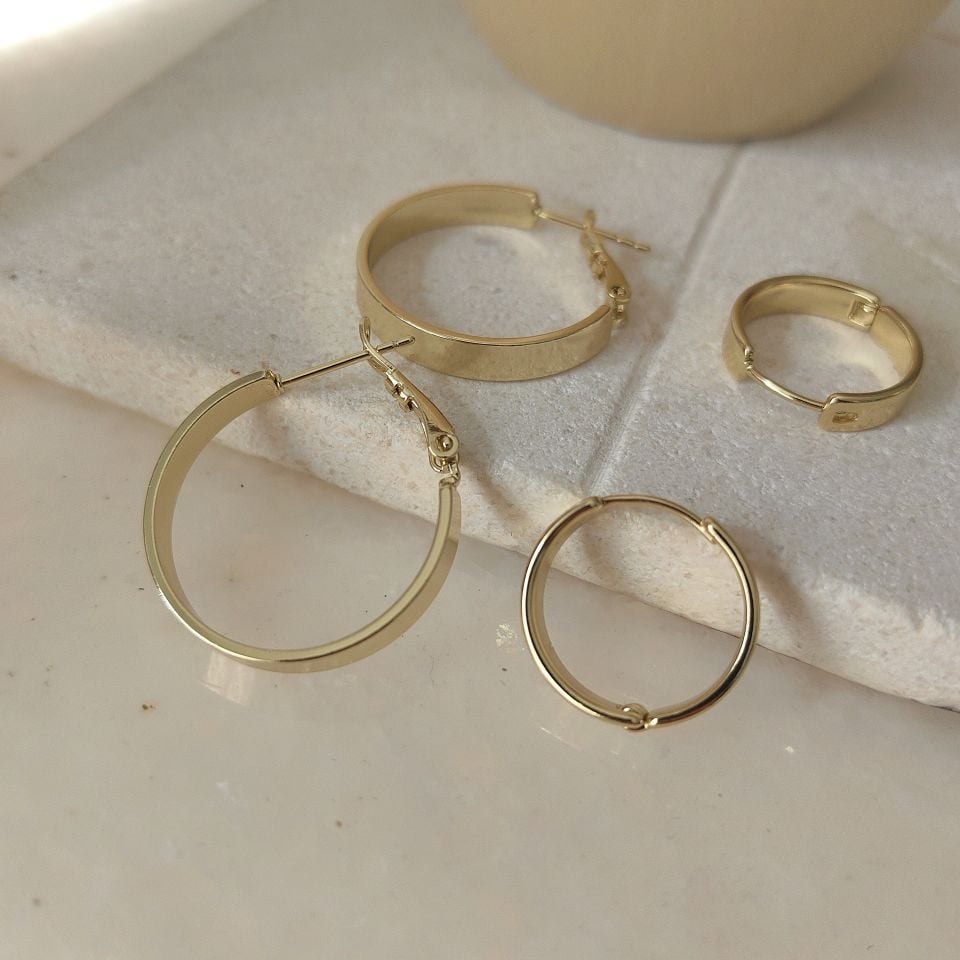 14K ALTIN KAPLAMA RAY HALKA KÜPELER