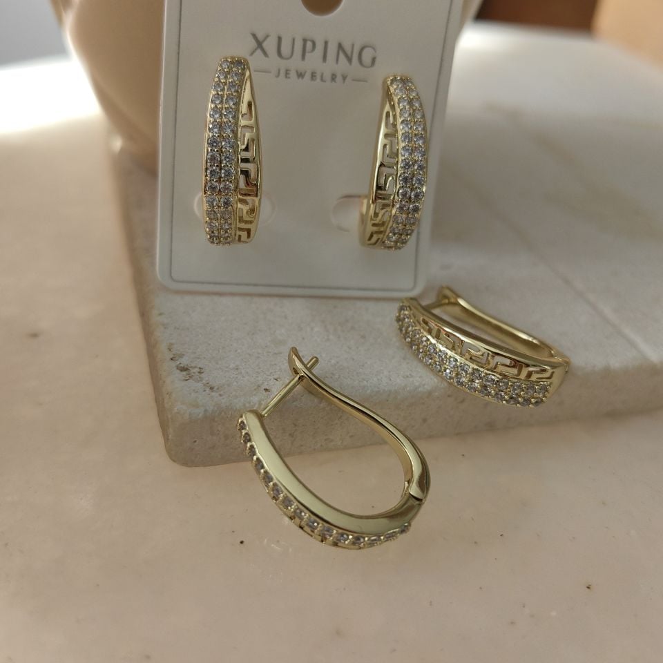 14K ALTIN KAPLAMA TAŞLI KÜPE