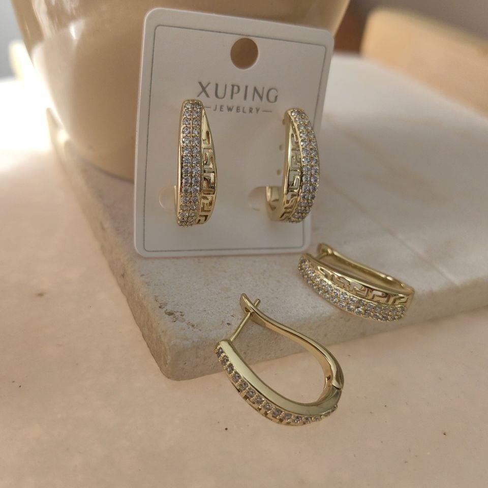 14K ALTIN KAPLAMA TAŞLI KÜPE