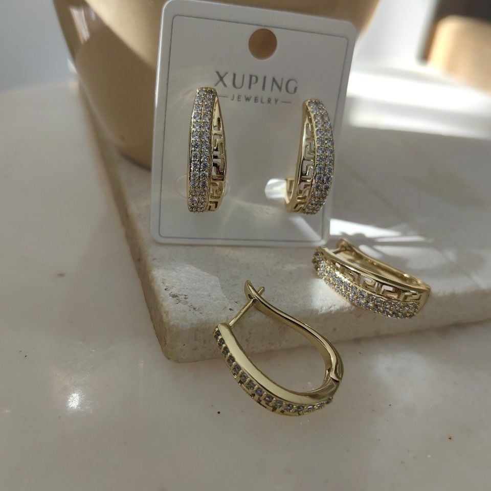 14K ALTIN KAPLAMA TAŞLI KÜPE