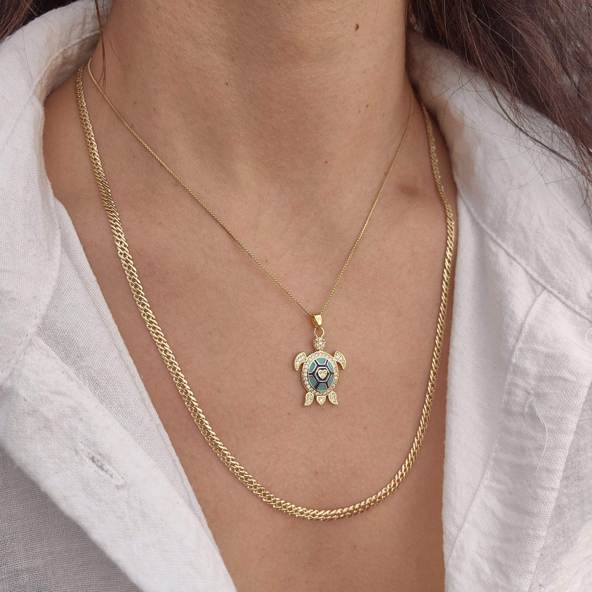 14K ALTIN KAPLAMA MAVİ CARETTA KOMBİN