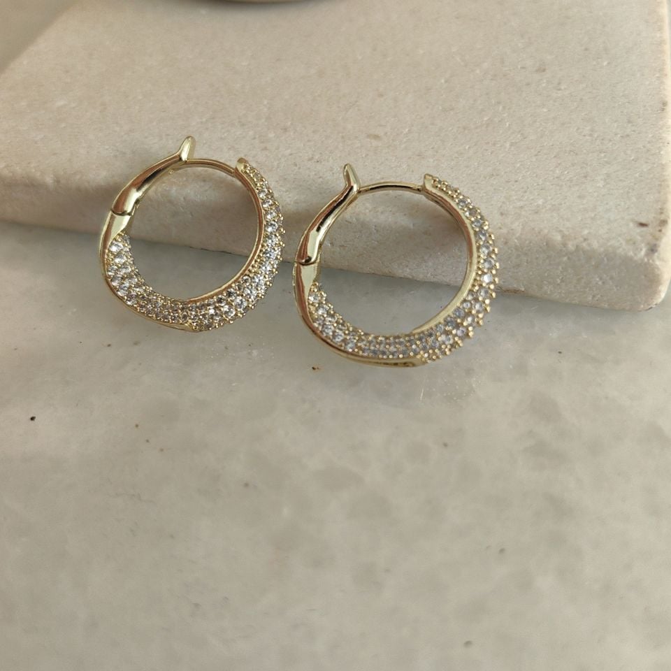 14K ALTIN KAPLAMA TAŞLI KÜPE