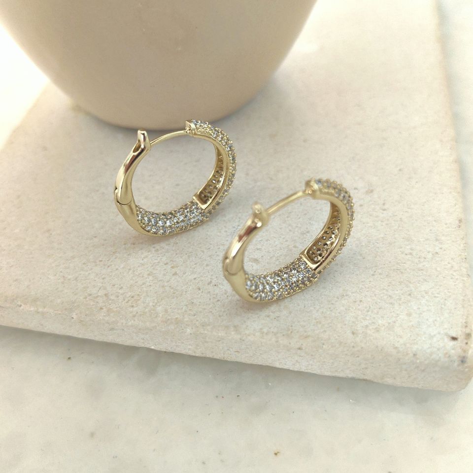 14K ALTIN KAPLAMA TAŞLI KÜPE