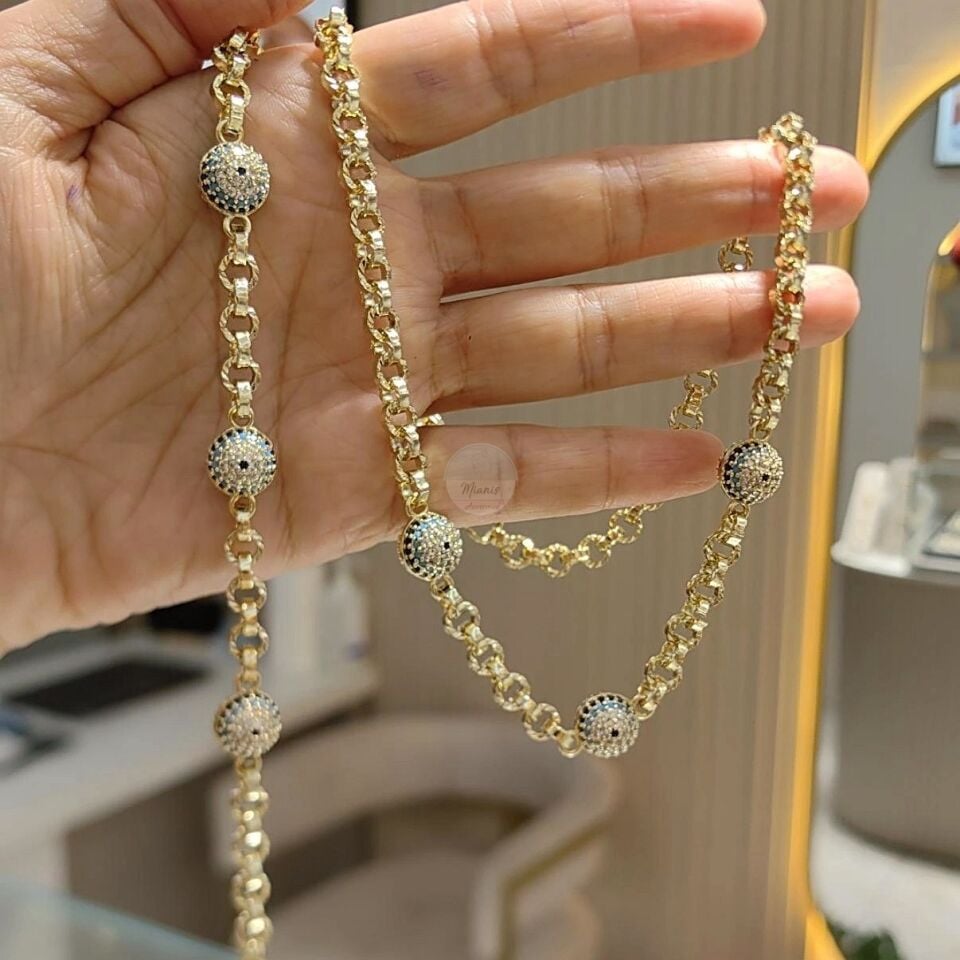 14K ALTIN KAPLAMA NAZAR SET
